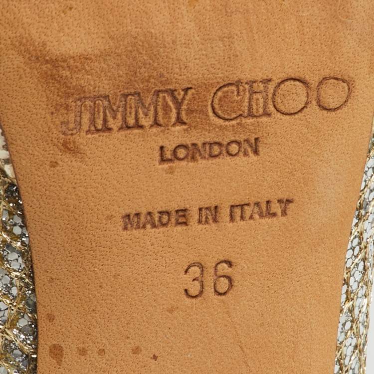 Pre Owned Jimmy Choo Metallic Gold Coarse Glitter Hope Pumps Size 36
