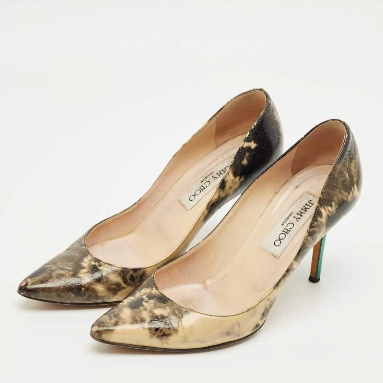 Pre Owned Jimmy Choo Black/Cream Leather Love Pointed Toe Pumps Size 36