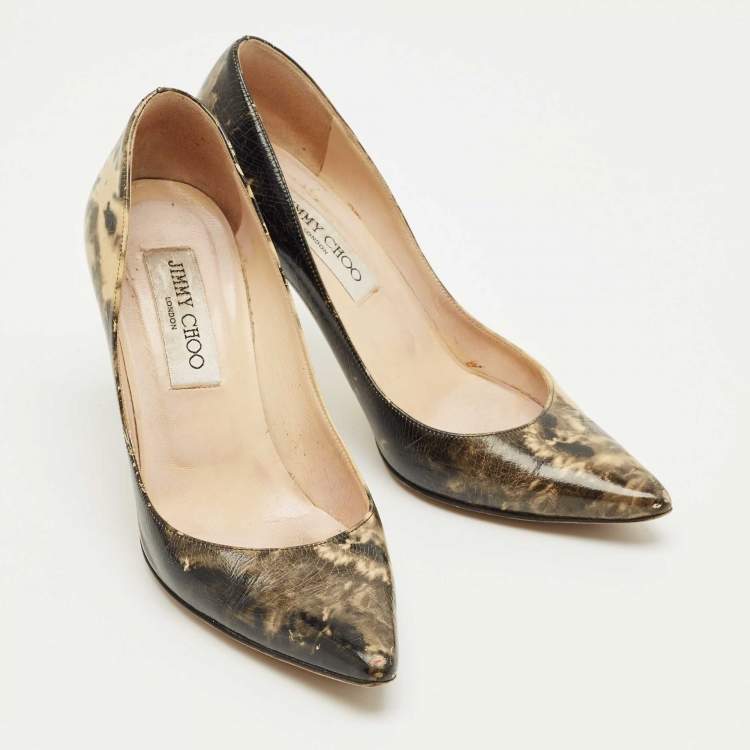 Pre Owned Jimmy Choo Black/Cream Leather Love Pointed Toe Pumps Size 36