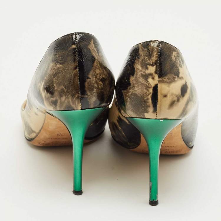 Pre Owned Jimmy Choo Black/Cream Leather Love Pointed Toe Pumps Size 36