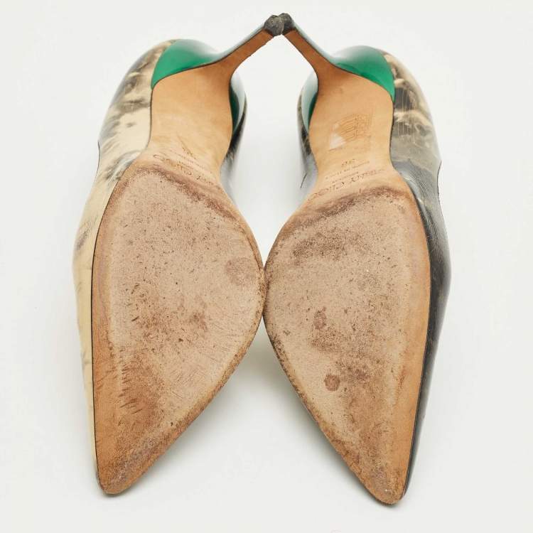 Pre Owned Jimmy Choo Black/Cream Leather Love Pointed Toe Pumps Size 36