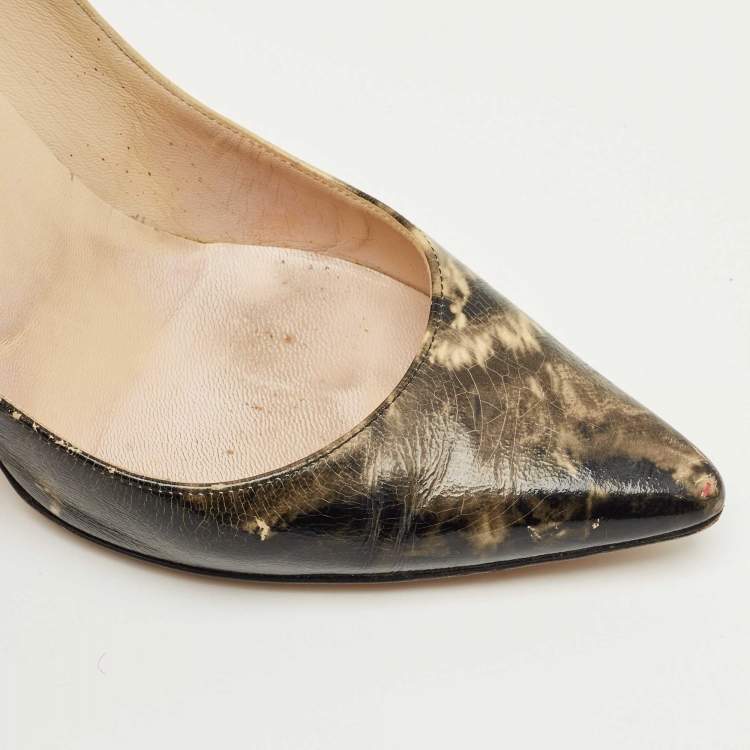 Pre Owned Jimmy Choo Black/Cream Leather Love Pointed Toe Pumps Size 36