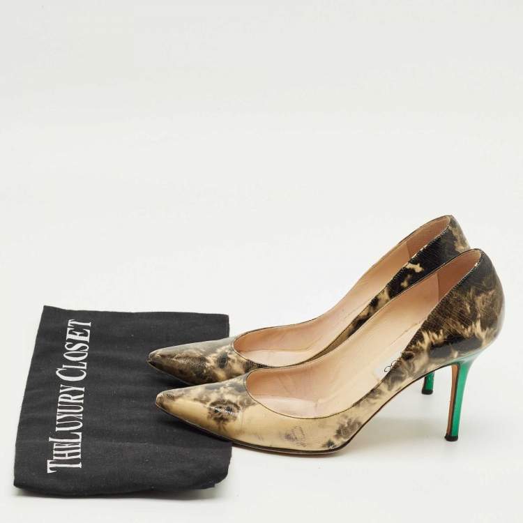 Pre Owned Jimmy Choo Black/Cream Leather Love Pointed Toe Pumps Size 36