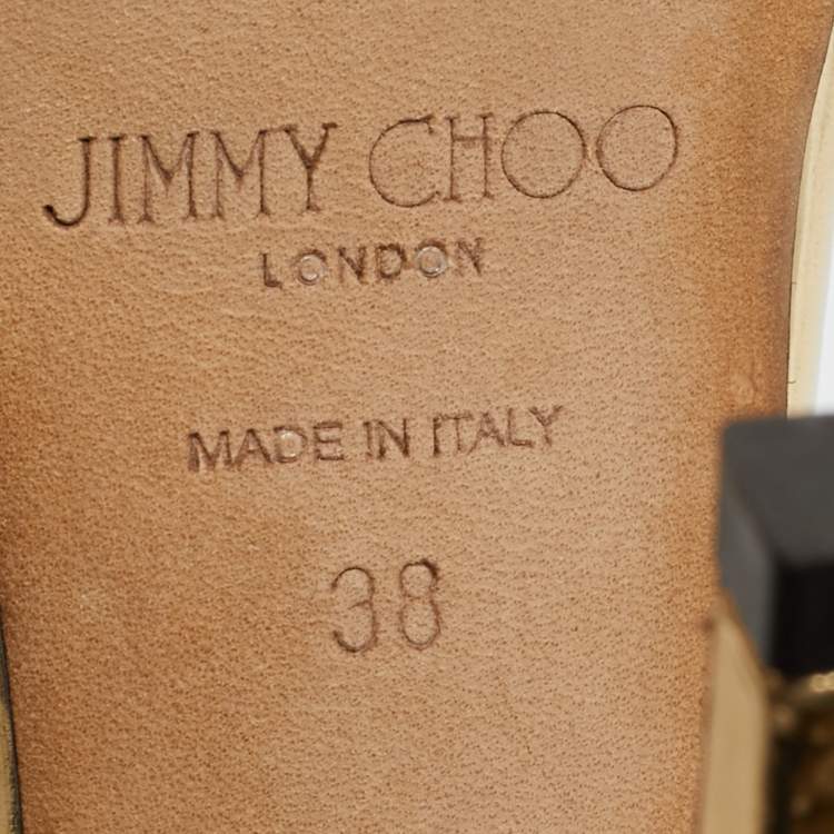 Pre Owned Jimmy Choo Gold Leather Alva Ankle Strap Sandals Size 38