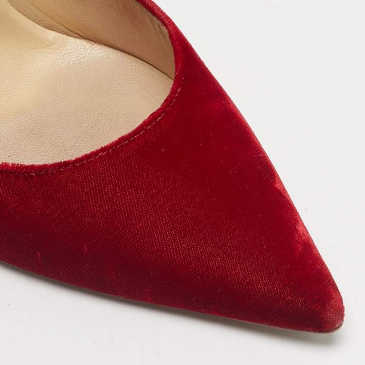 Pre Owned Jimmy Choo Red Velvet Anouk Pointed Toe Pumps Size 40.5