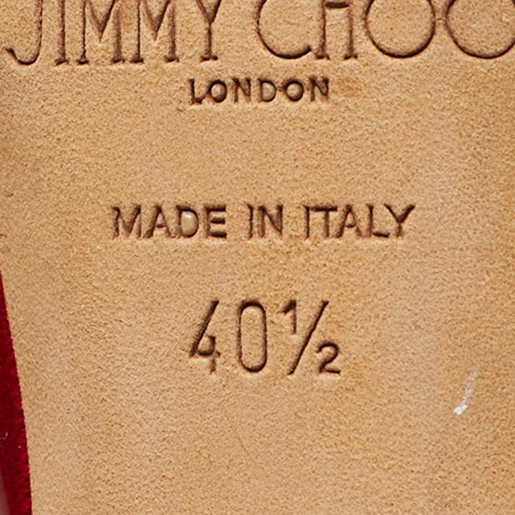 Pre Owned Jimmy Choo Red Velvet Anouk Pointed Toe Pumps Size 40.5