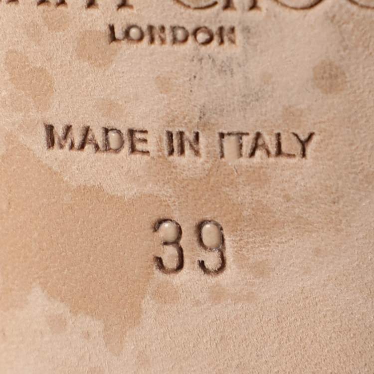 Pre Owned Jimmy Choo Grey/Gold Canvas and Leather Henni Cut Out Sandals Size 39