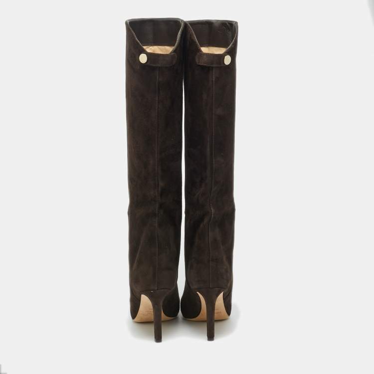 Pre Owned Jimmy Choo Brown Suede Knee Length Boots Size 40