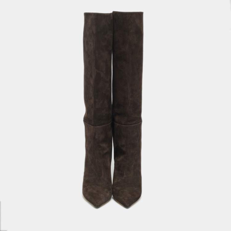 Pre Owned Jimmy Choo Brown Suede Knee Length Boots Size 40