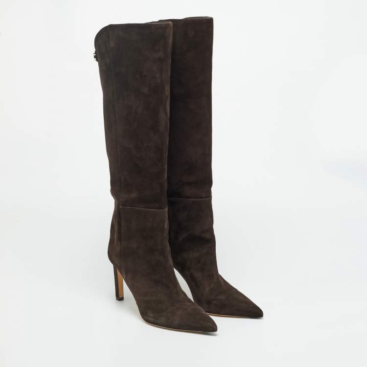 Pre Owned Jimmy Choo Brown Suede Knee Length Boots Size 40