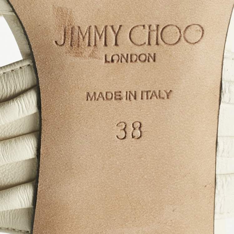 Pre Owned Jimmy Choo Cream Leather Basil 75 Pumps Size 38