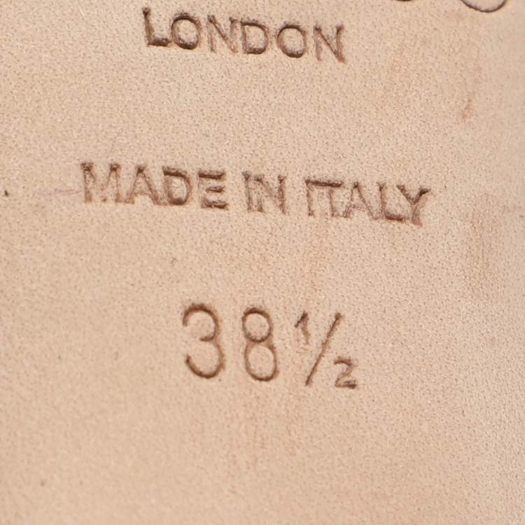 Pre Owned Jimmy Choo Gold/Black Leather And Elastic Cage Sandals Size 38.5