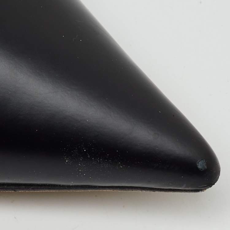 Pre Owned Jimmy Choo Black Leather Ivy Pointed Toe Slingback Pumps Size 40 