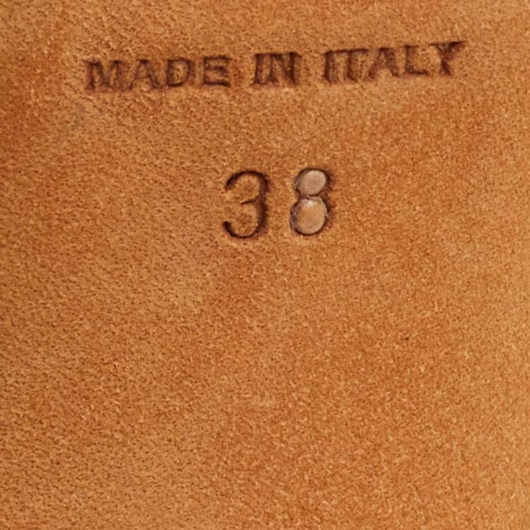 Pre Owned Jimmy Choo Orange/Metallic Suede, PVC and Leather Strappy Sandals Size 38