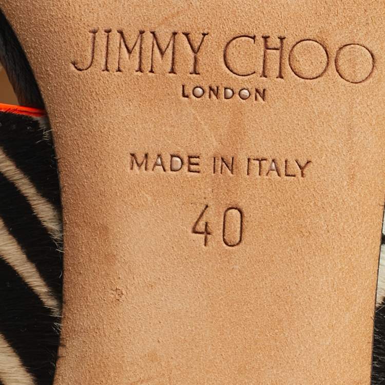 Pre Owned Jimmy Choo White Calf Hair Mules Size 40