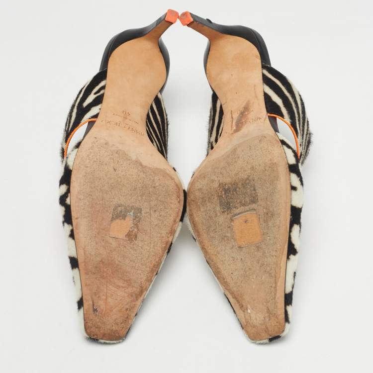 Pre Owned Jimmy Choo White Calf Hair Mules Size 40