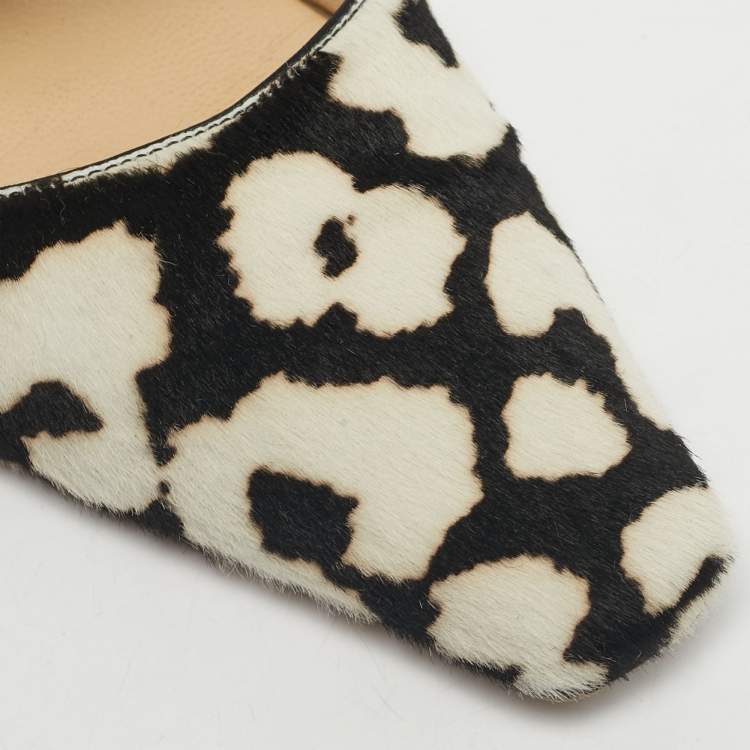 Pre Owned Jimmy Choo White Calf Hair Mules Size 40