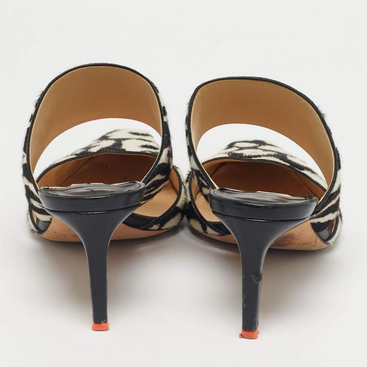 Pre Owned Jimmy Choo White Calf Hair Mules Size 40