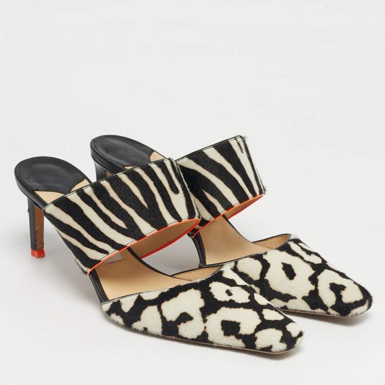 Pre Owned Jimmy Choo White Calf Hair Mules Size 40