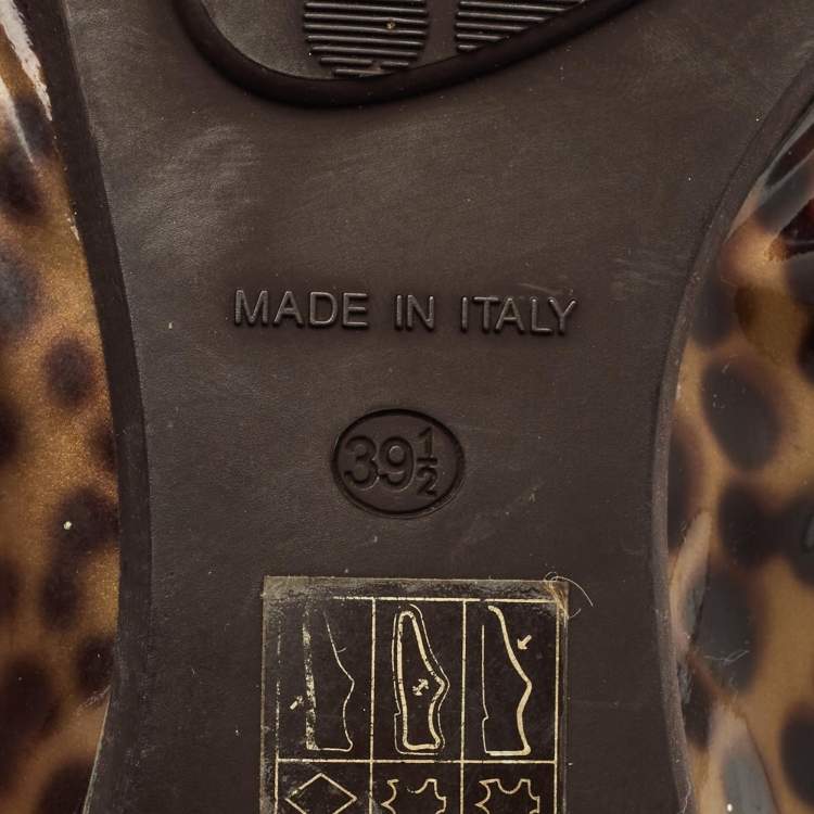 Pre Owned Jimmy Choo Brown/Black Patent Buckle Ballet Flats Size 39.5