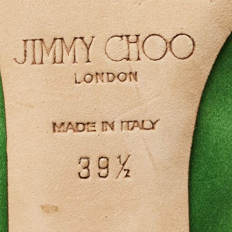 Pre Owned Jimmy Choo Green Satin Manda Pumps Size 39.5
