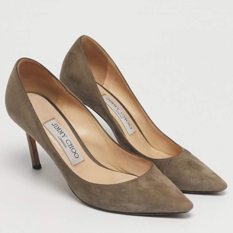 Pre Owned Jimmy Choo Beige Suede Romy Point Toe Pumps Size 35.5