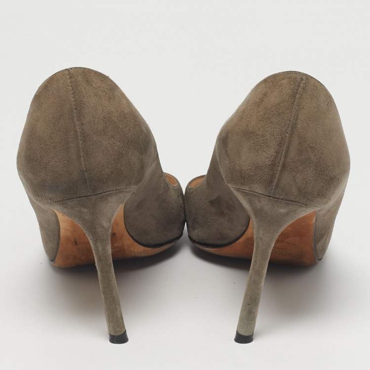 Pre Owned Jimmy Choo Beige Suede Romy Point Toe Pumps Size 35.5