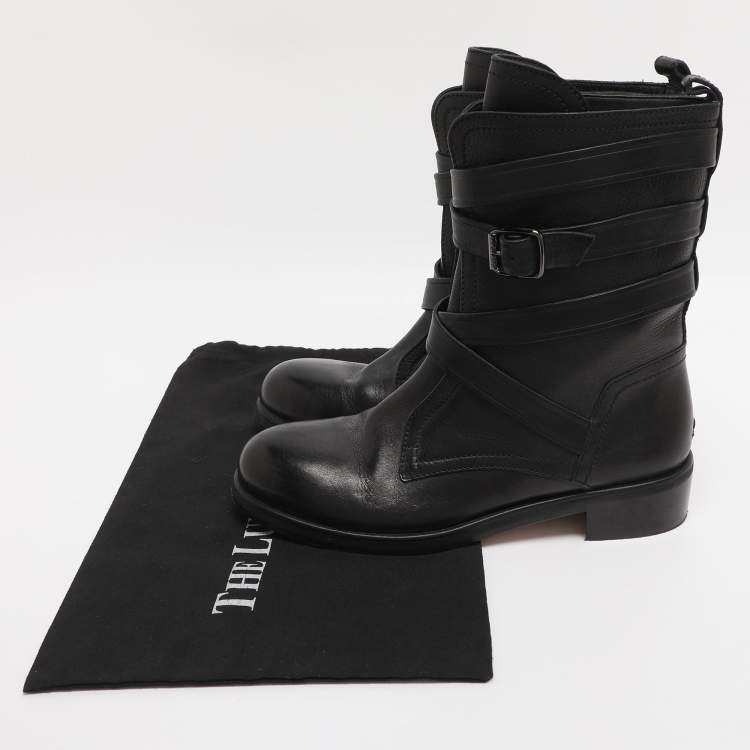 Pre Owned Jimmy Choo Black Leather Dalston Mid Calf Boots Size 41