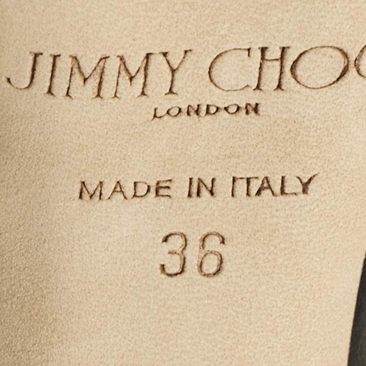 Pre Owned Jimmy Choo Black/Gold Suede Kathleen Open Toe Ankle Cuff Sandals Size 36