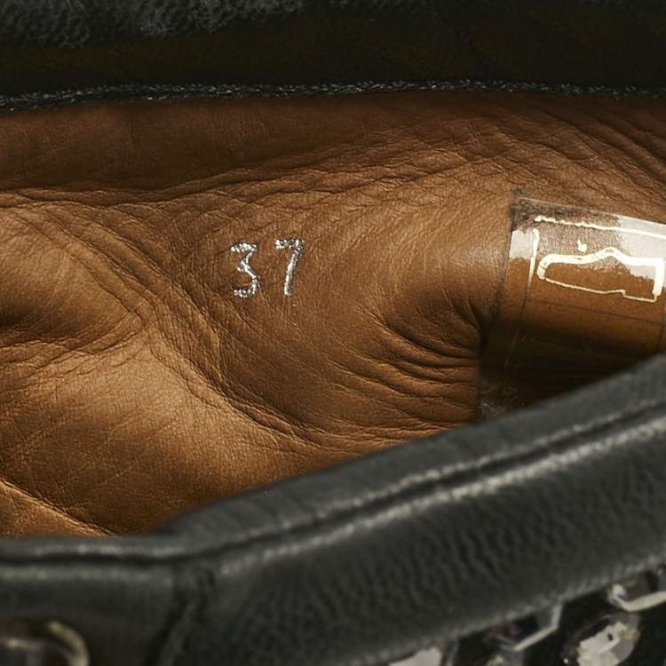 Pre Owned Jimmy Choo Black Leather and Suede Crystal Embellish High Top Sneakers Size 37