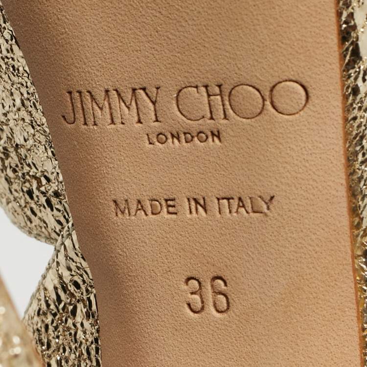 Pre Owned Jimmy Choo Gold Leather Carrie Block Heel Pumps Size 36