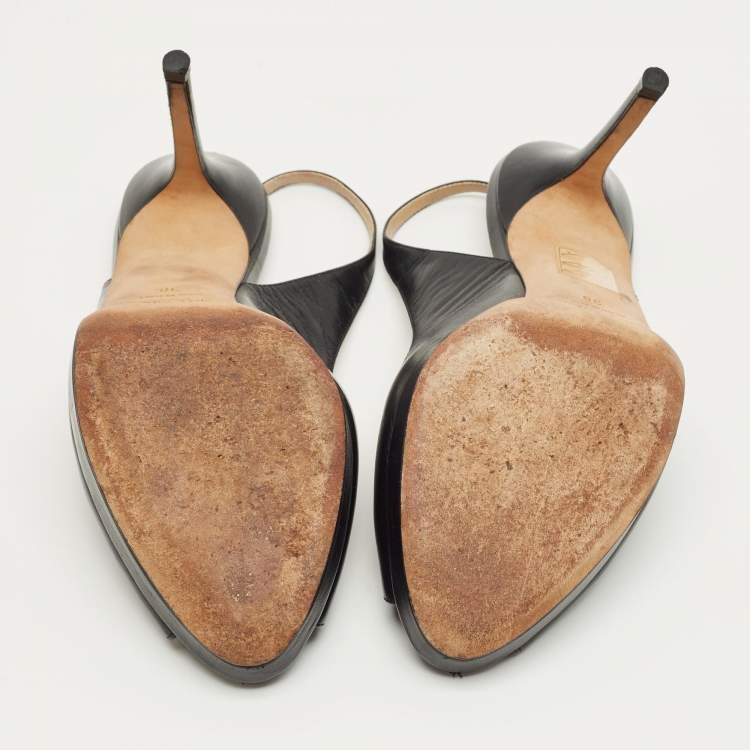 Pre Owned Jimmy Choo Black Patent Leather Vita Slingback Pumps Size 38