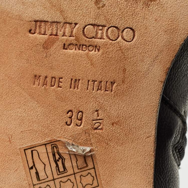 Pre Owned Jimmy Choo Black Leather Knee Length Boots Size 39.5