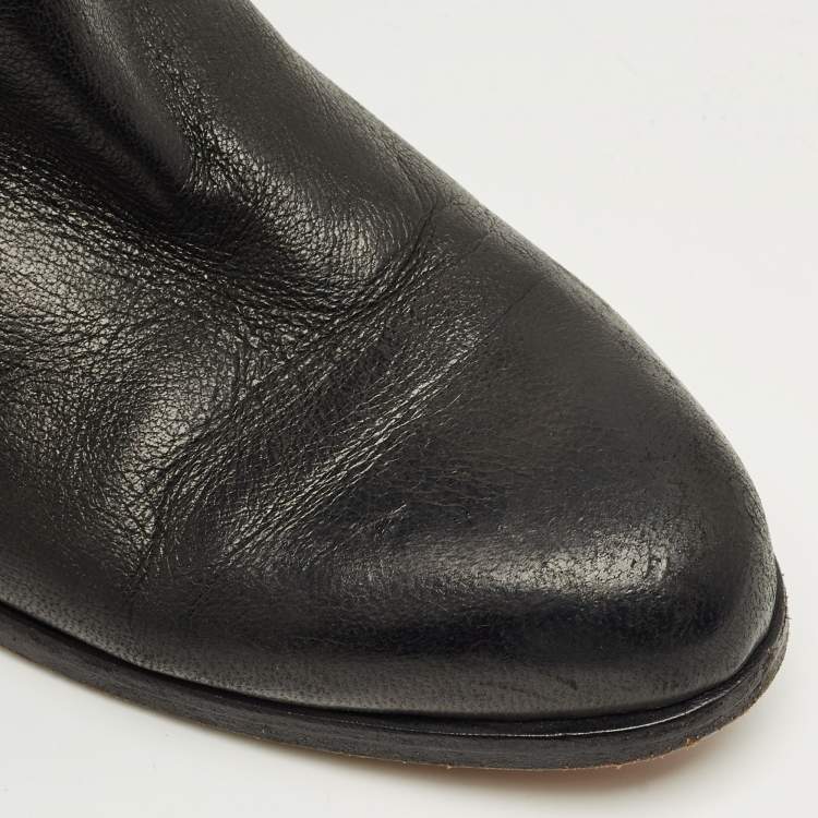 Pre Owned Jimmy Choo Black Leather Knee Length Boots Size 39.5