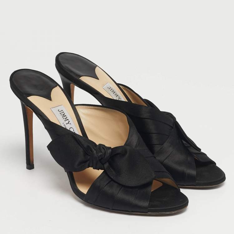 Pre Owned Jimmy Choo Black Satin Keely Slide Sandals Size 41