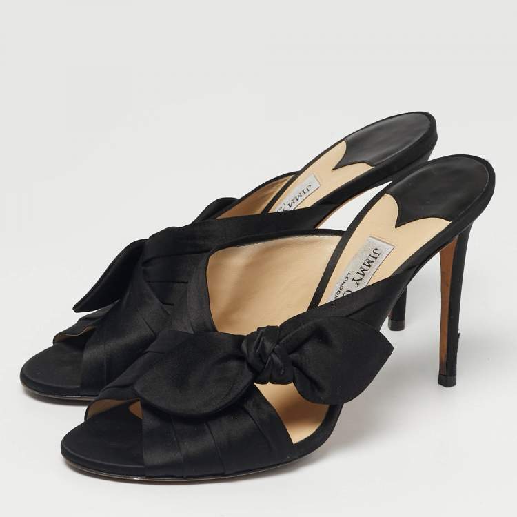 Pre Owned Jimmy Choo Black Satin Keely Slide Sandals Size 41