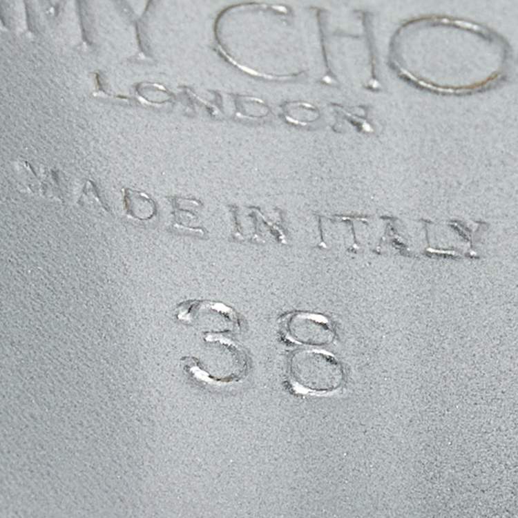 Pre Owned Jimmy Choo Silver Leather Crystal Embellished Verity Sandals Size 38