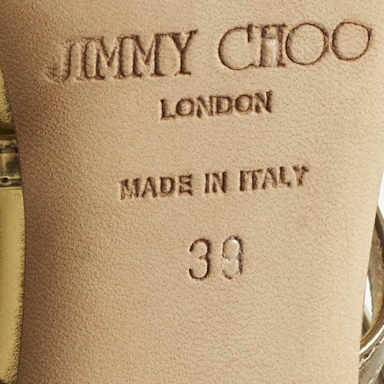 Pre Owned Jimmy Choo Metallic/Silver Leather Glenys Gladiator Sandals Size 39