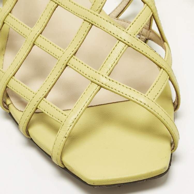 Pre Owned Jimmy Choo Green Leather Sai Flat Slide Size 40.5