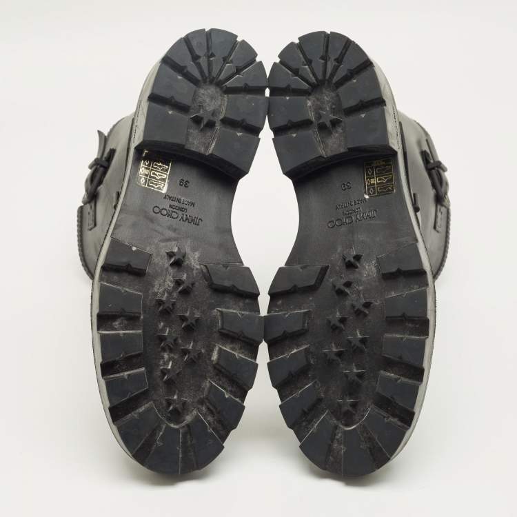 Pre Owned Jimmy Choo Black Rubber Yael Ankle Length Boots Size 39