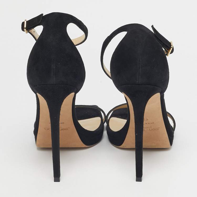 Pre Owned Jimmy Choo Black Suede Alva Ankle Strap Sandals Size 41