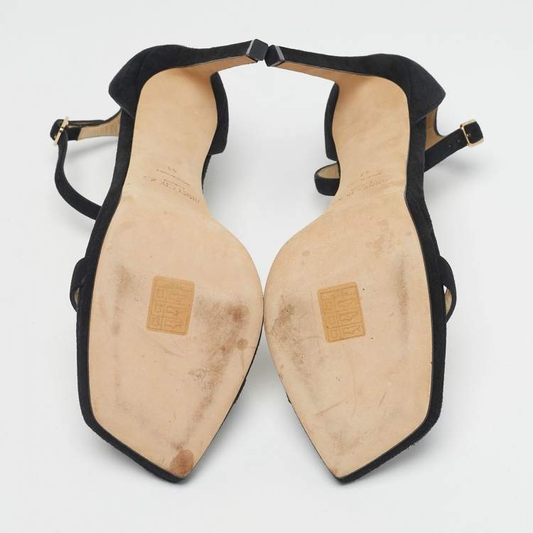 Pre Owned Jimmy Choo Black Suede Alva Ankle Strap Sandals Size 41