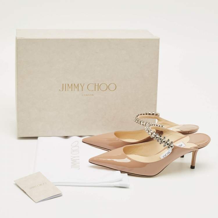 Pre Owned Jimmy Choo Dusty Pink Patent Leather Bing Mules Size 36