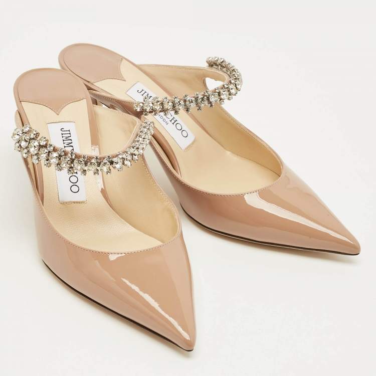Pre Owned Jimmy Choo Dusty Pink Patent Leather Bing Mules Size 36