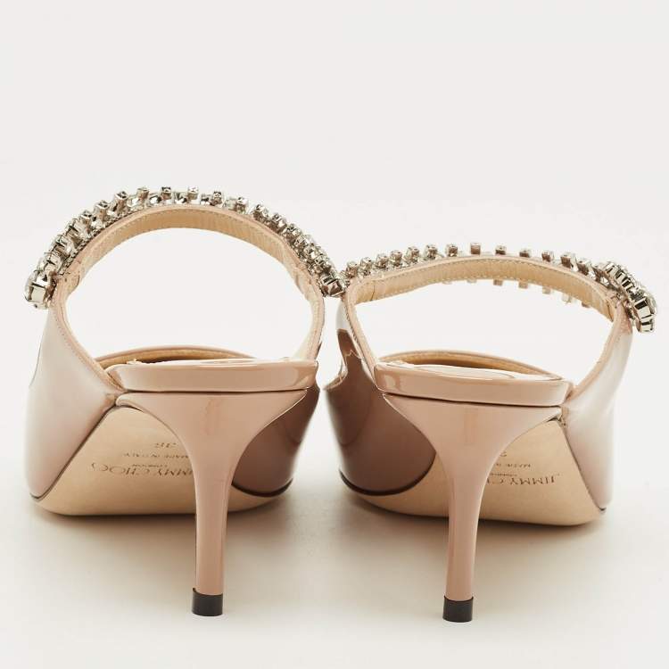 Pre Owned Jimmy Choo Dusty Pink Patent Leather Bing Mules Size 36