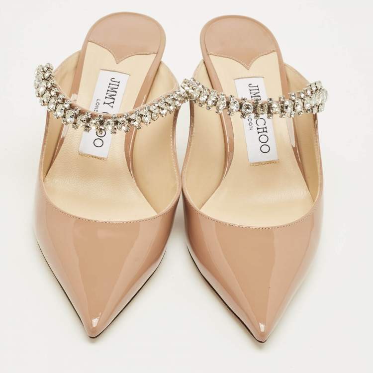 Pre Owned Jimmy Choo Dusty Pink Patent Leather Bing Mules Size 36