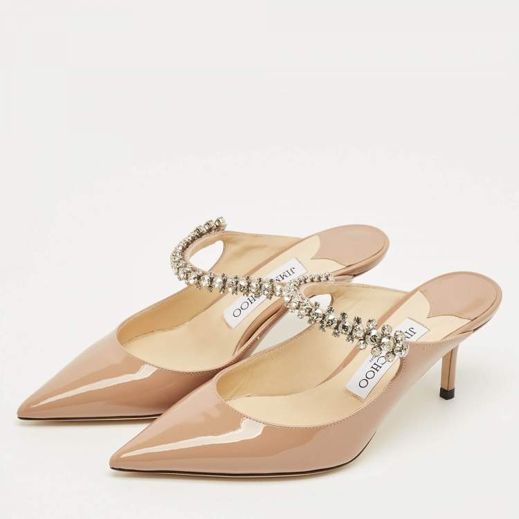 Pre Owned Jimmy Choo Dusty Pink Patent Leather Bing Mules Size 36