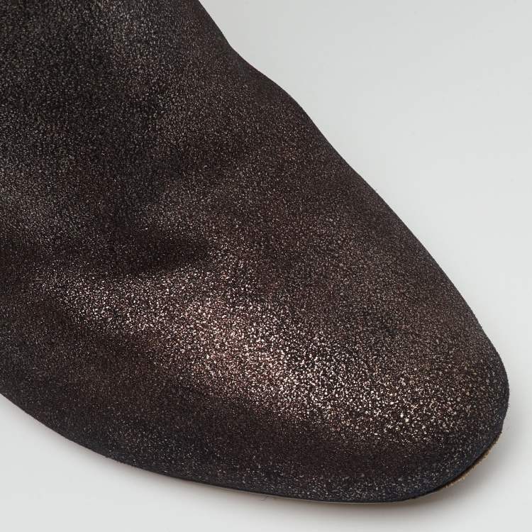 Pre Owned Jimmy Choo Metallic Suede Knee Length Boots Size 36.5