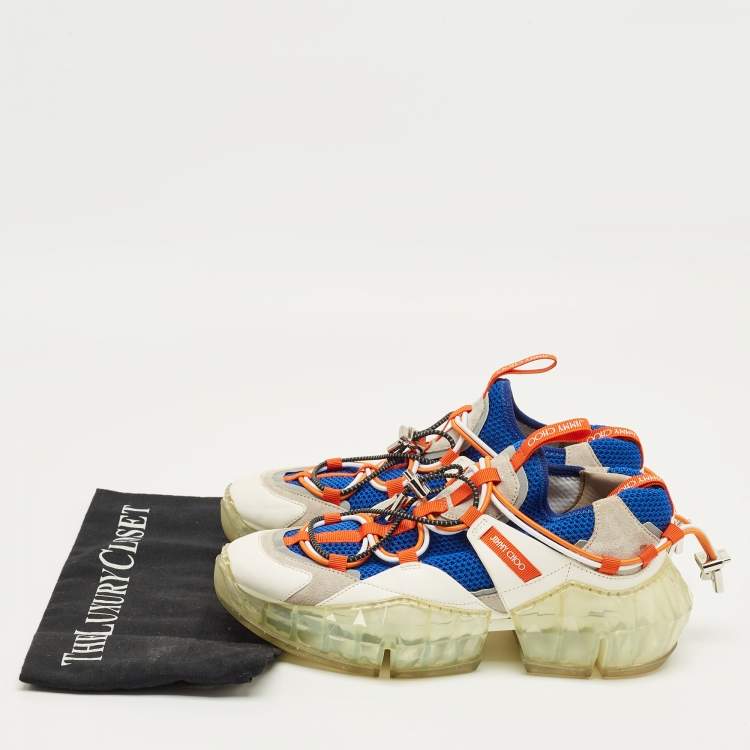 Pre Owned Jimmy Choo Multicolor Leather And Mesh Diamond Trail Sneakers Size 36.5 