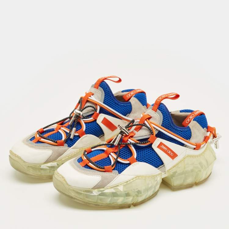 Pre Owned Jimmy Choo Multicolor Leather And Mesh Diamond Trail Sneakers Size 36.5 